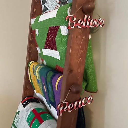 Miniatura 5 de 10 piezas de decoración para árbol de Navidad, letras rojas y blancas, adorno colgante con decoración de caramelo de madera, letrero de alegría,