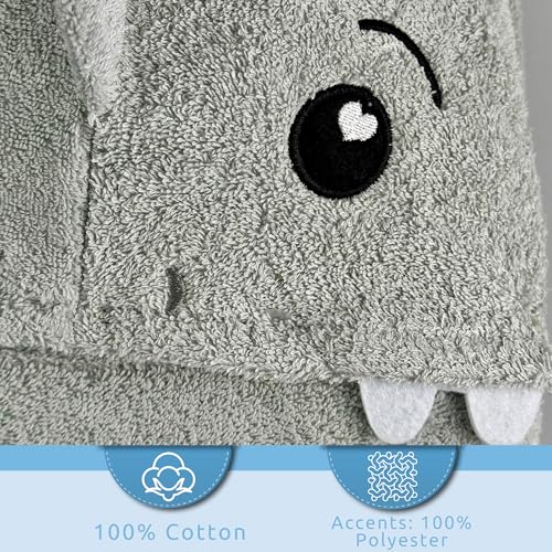 Image of SoapSox Hooded Towel & Slipper Set for Kids - Soft Cotton Towel w /Hand Pockets + Matching Slippers - 27x45 inch Gift Set