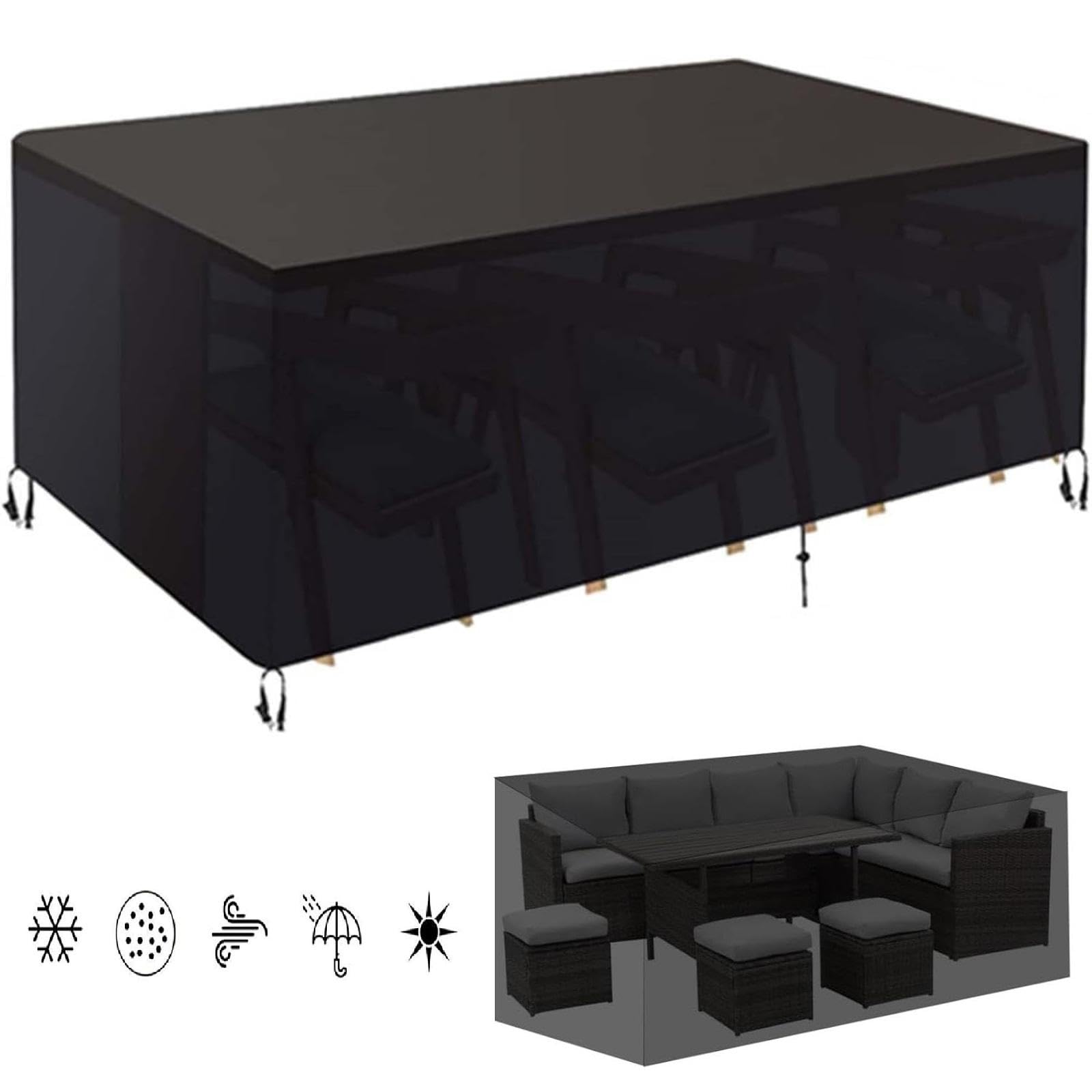 Funda Sofa Exterior/Funda De Jardin 375x345x80cm Funda Mueble De Jardin/Funda Muebles Exterior/Funda Protectora Muebles Jardin Resitente al Polvo para Muebles de Exterior sillas mesas Funda Exterior