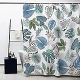 Obal Obalbaumblätter Duschvorhang, blaugrau grünes Laub Weißer Hintergr& Bad Gardinen wasserfeste Schimmel frei Polyester Stoff Schwergewicht Home Dekor mit Vorhanghaken Waschbar, 180h * 180 l