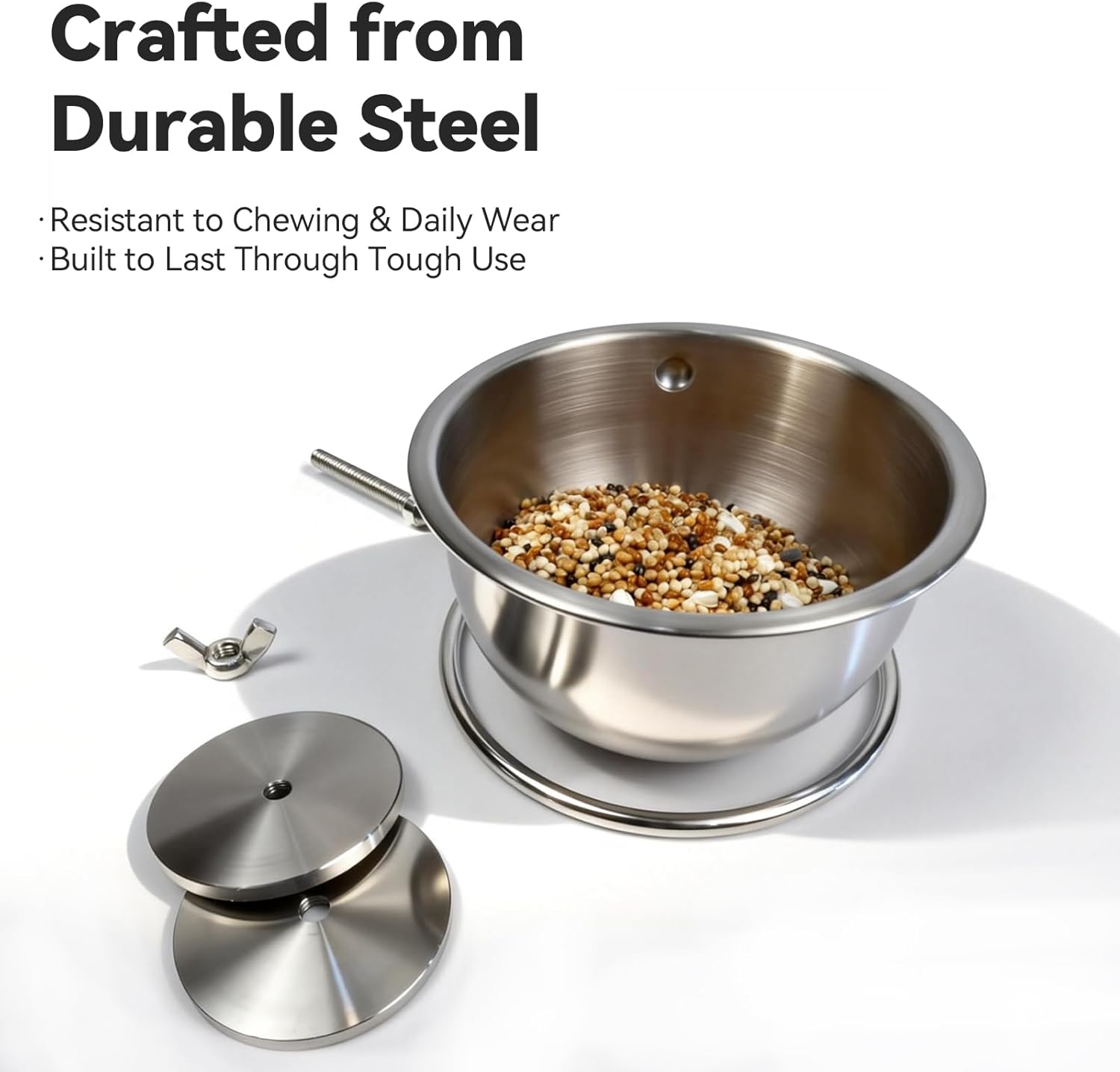 AOTU Dog Bowls Water Bowl for Dog Crate Cat Bowls Stainless Steel Food or Water Bowl with Clamp Holder No-Fall Design, Rust-Resistant, for Dogs, Cats, Hamster, Parrot, Bunny Small Animal Water Bowl
