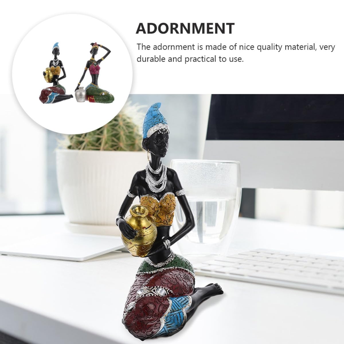LIFKOME Statuetta Decorativa Etnica da Interni 2 Pezzi in Resina | Lavorazione Accurata, Stile Unico, per Scene Decorative e Ambienti Domestici, come Ornamento da Collezione