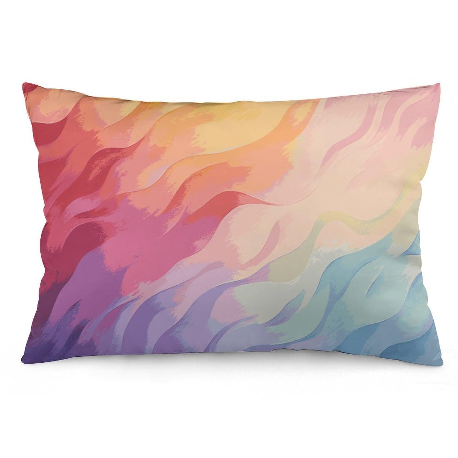 FodPand Decorative Throw Pillow Covers 12x20 Short Plush Rainbow Body Pillowcase Cushion Cases with Invisible Zipper Rectangle Lumbar Pillow Shells for Sofa Couch Chair Bed Home Decor
