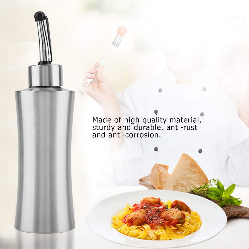 Bouteille Huile/vinaigre En Verre 200 Ml Avec Bouchon Verseur - Acier Inox, 6.5x6.5x12.5 Cm, Versement Précis Anti-gouttes - 7
