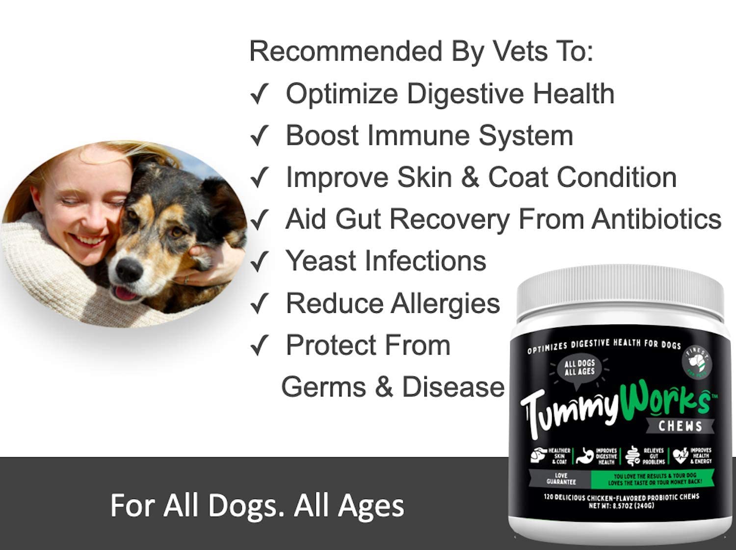 Buy TummyWorks Probiotic Chews for Dogs. Relieves Diarrhea, Upset