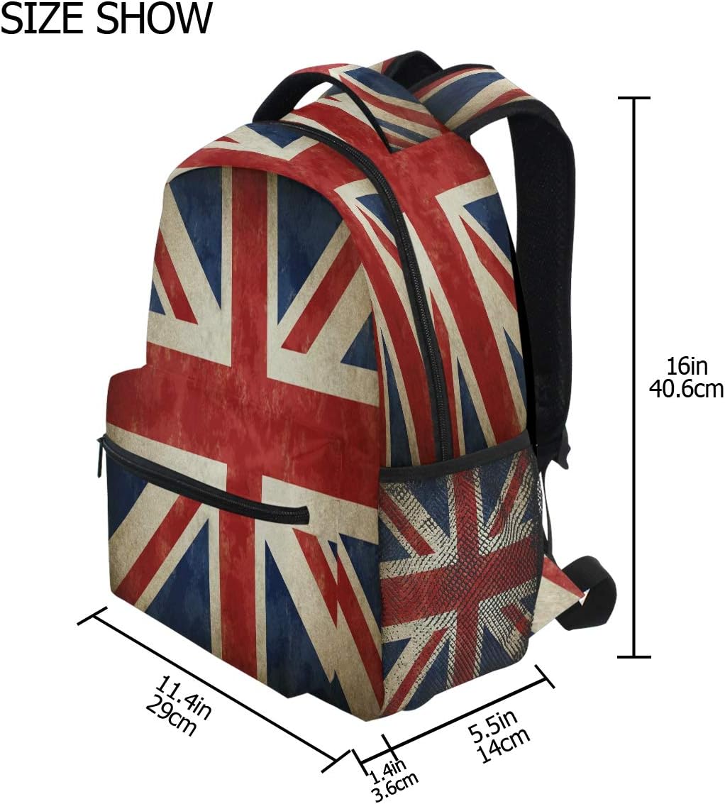Backpacks UK British Flag School Bag Student Bookbag Adjustable Shoulder Bags Laptop Rucksack Travel Hiking Camping Daypack for Teens Girls Boys Women Men