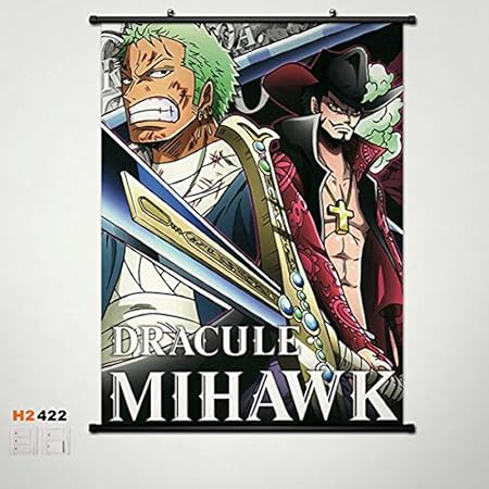 Amazon Com One Piece Home Decor Anime Dracule Mihawk Zoro Wall Scroll Poster Fabric Painting 23 631 5 Inch 422 Posters Prints
