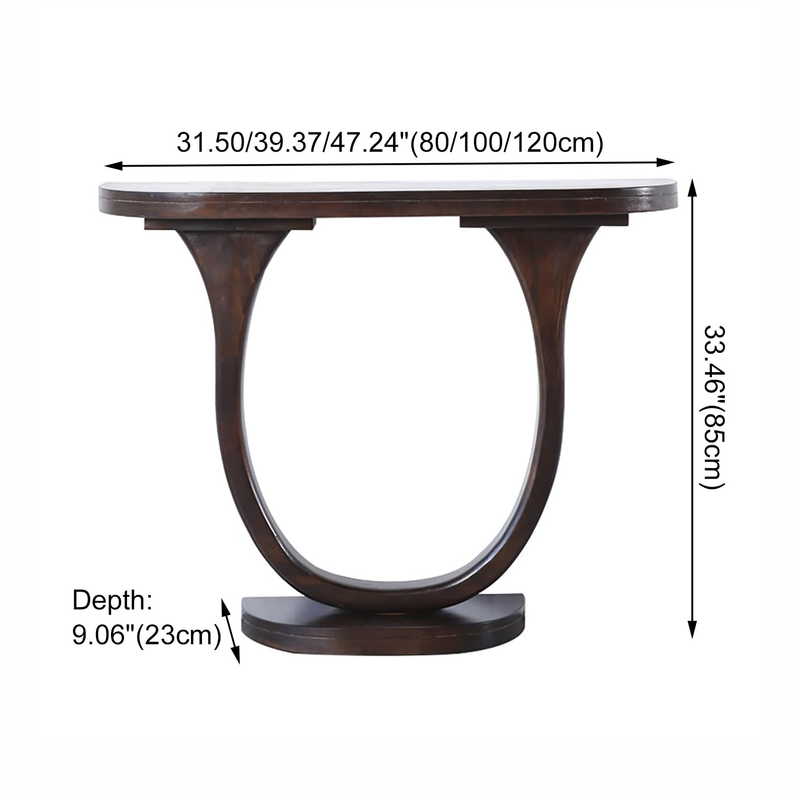 Stół konsolowy retro z litego drewna, stolik do przedpokoju w kształcie litery U do salonu, sypialni, na balkon - smukły design do dekoracji wnętrz
