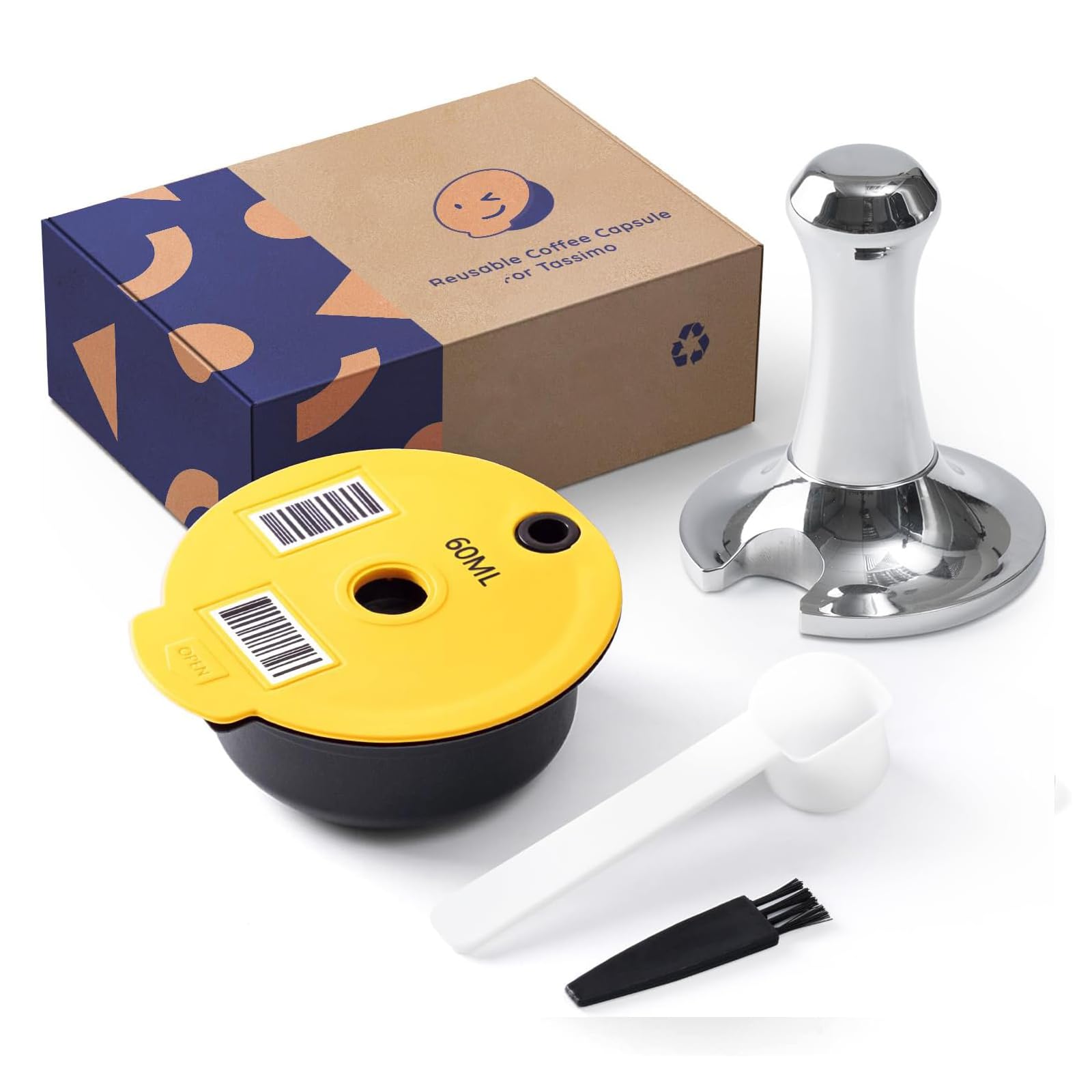 Hailasre Reutilizable Simo Heap pods 60 ml PP Filtro de cápsula de café recargable de plástico con manipulación de acero inoxidable para la máquina Tas Simo