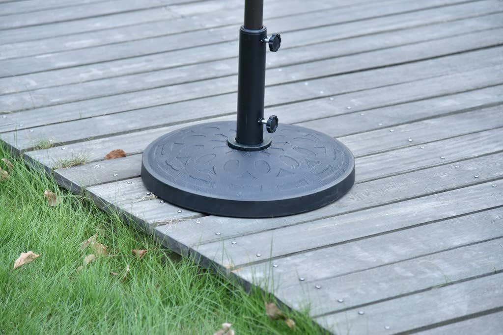 WestinTrends Round Resin Concrete Patio Umbrella Base Stand with Pattern Design, Black