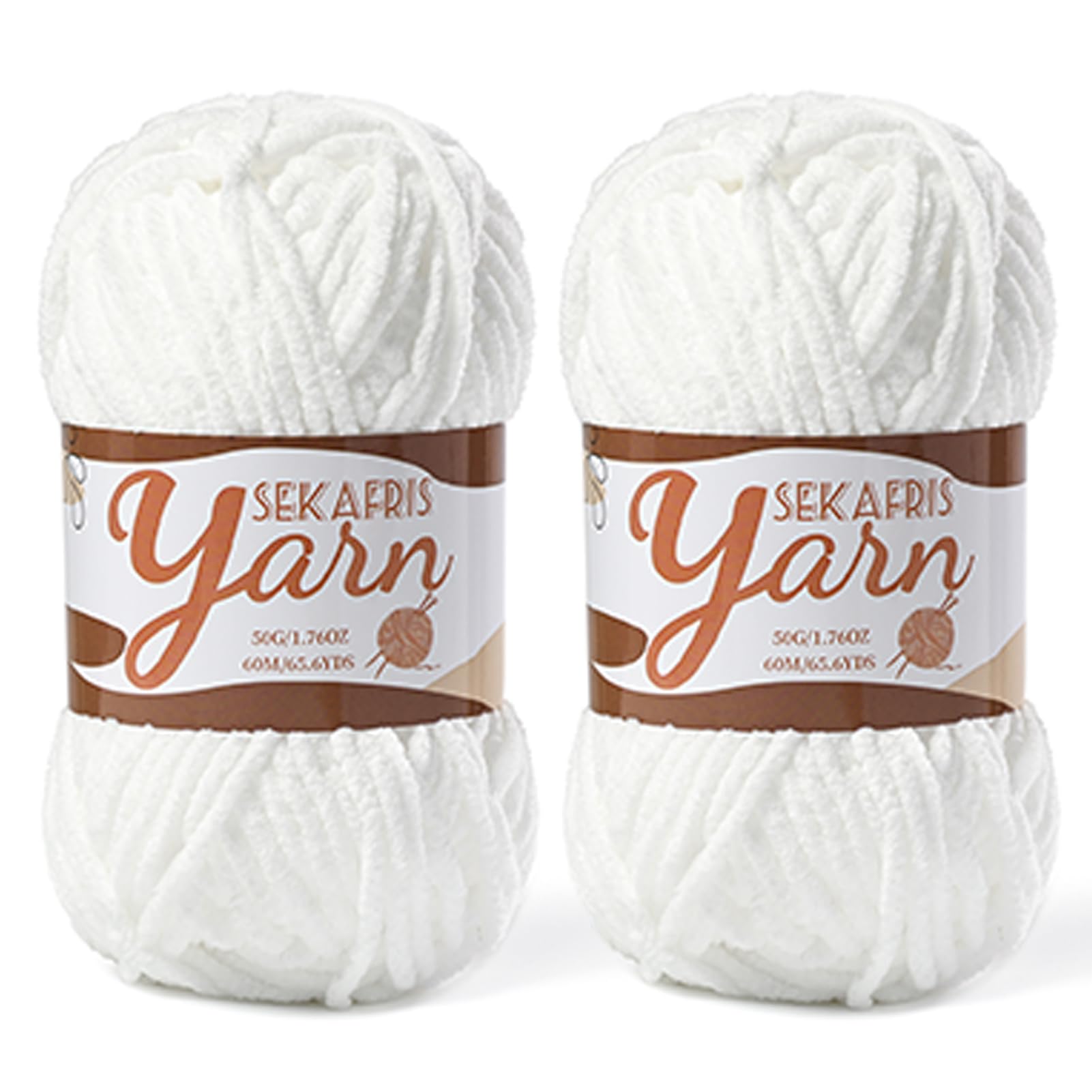 2 Pack Fluffy Velvet Yarn for Crocheting?Baby Blanket Yarn for Crocheting Soft?100g(131yds) Amigurumi Yarns?Plush Chenille Crochet Yarns?Puzzle Yarn for Crochet Weaving Craft(2 Snow White)