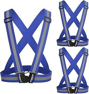 反射ベスト 安全ベスト 夜間作業服 交通警備 蛍光ベスト ジョギング 自転車 スポーツ 台風対策 調節可能 軽量 弾性高い 男女兼用 NiNiHome (3枚 セット, 青)