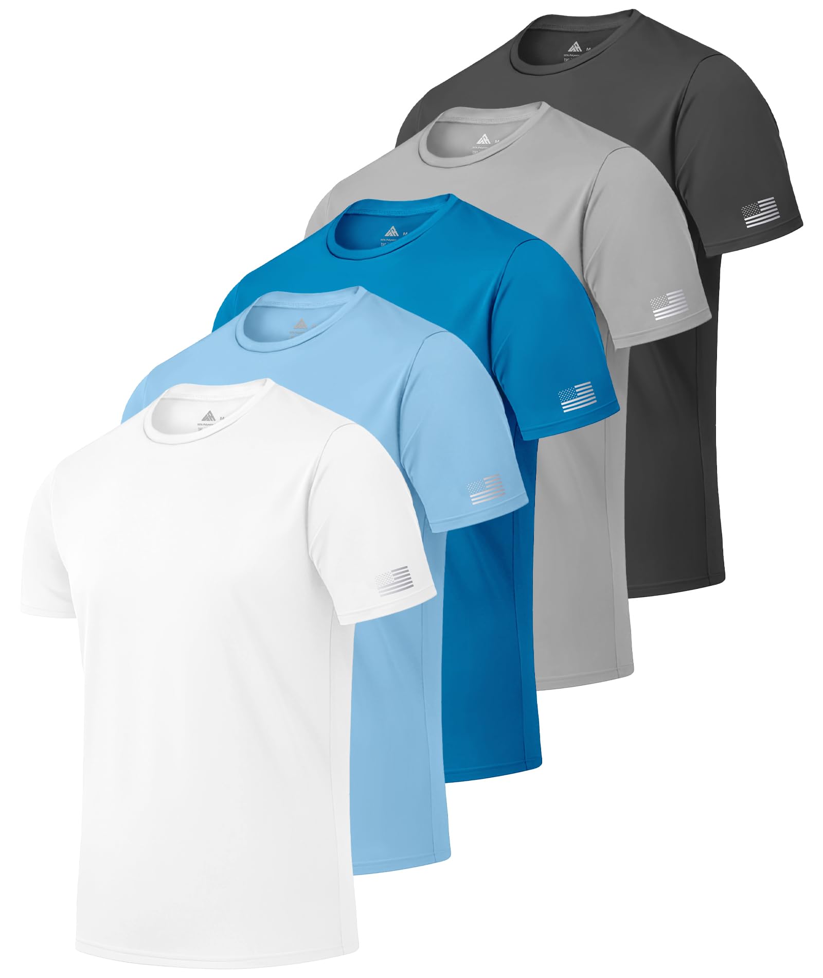 Men's 5 Pack UPF 50+ Workout Short Sleeve Moisture-Wicking Shirts