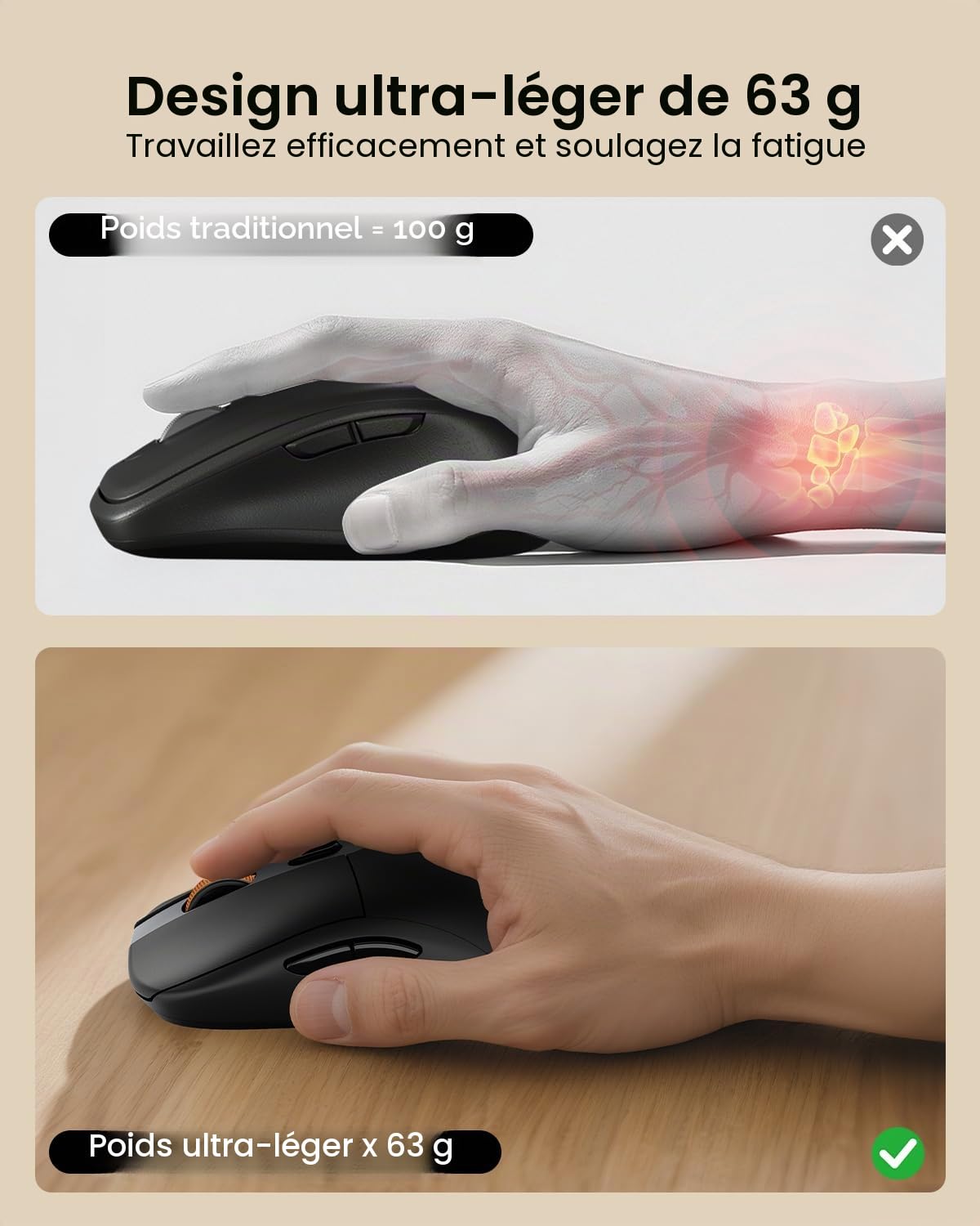 ProtoArc KM310 Kit Clavier et Souris mécaniques Double Mode 2,4 G+Bluetooth, QWERTY UK Layout – Noir