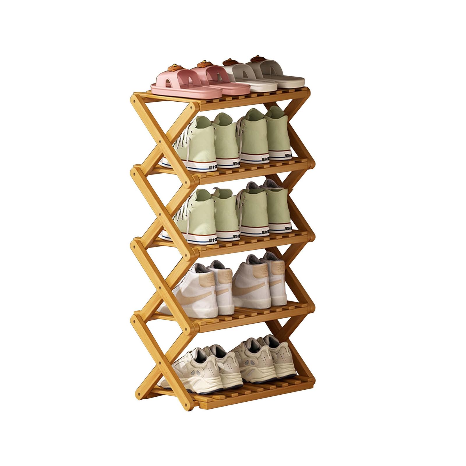 Étagère à chaussures pliable en bambou Nizer à 3 niveaux pour rangement de maison