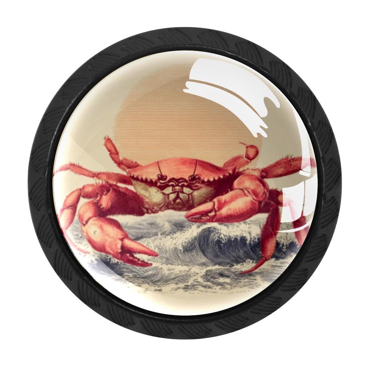 HEOEH 4 PCS Cabinet Knobs, Ocean Crab Vintage Drawer Knobs Dresser Handles