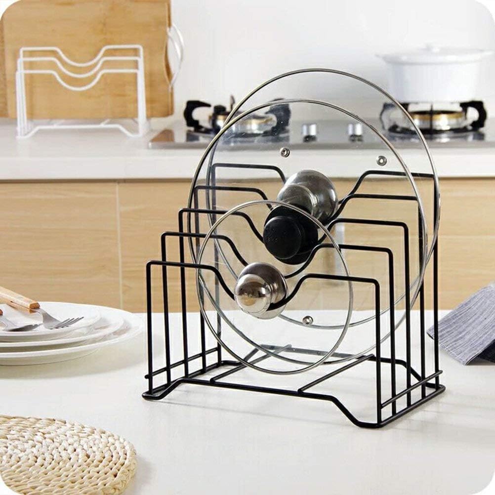 Ayuboom Pot Lid Holder, Pot Lid Organizer Rack,Lid Organizer,Kitchen Cabinet Rack Storage with 4 Sectional,Multifunctional Kitchen Cookware Chopping Board Organizer Storage Rack
