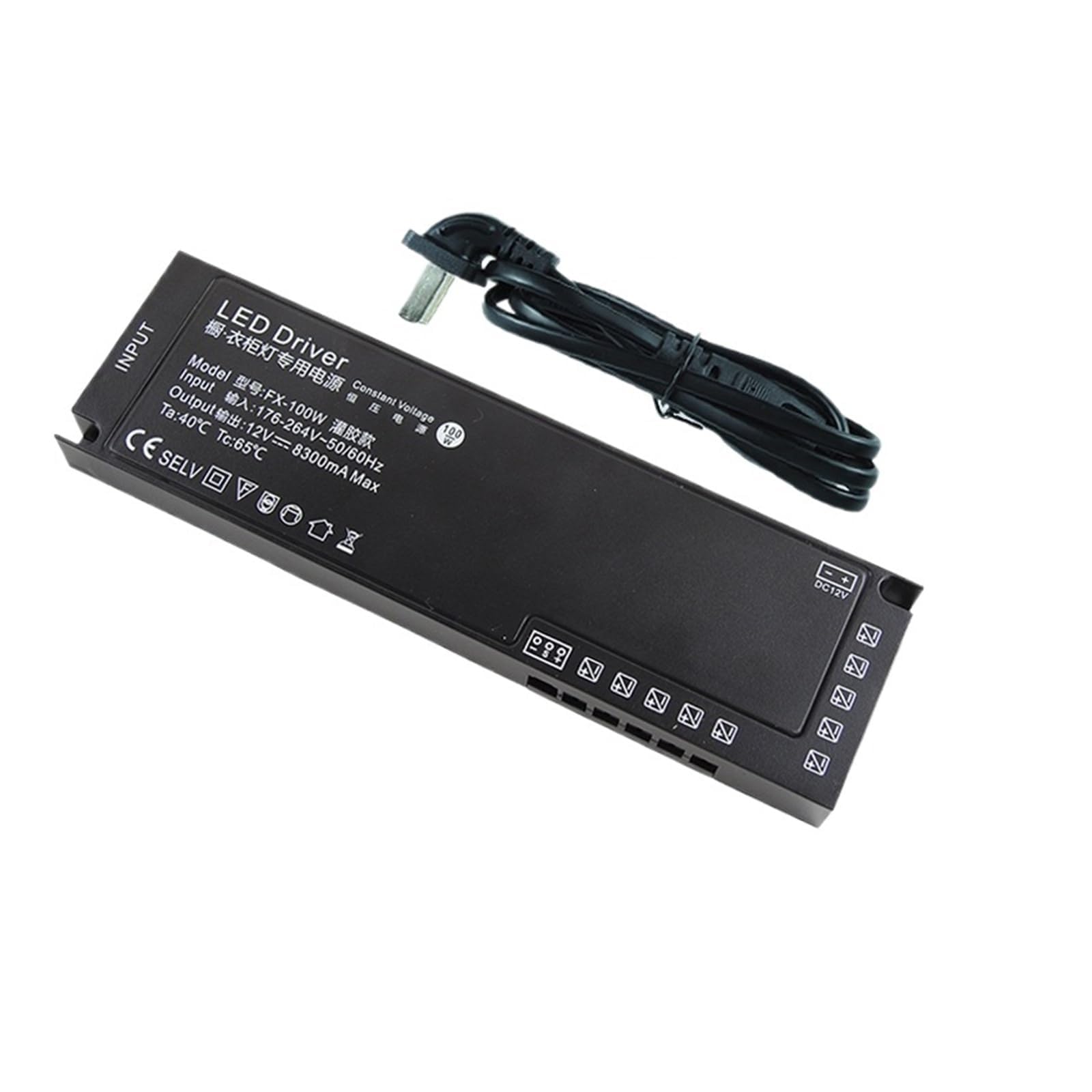 PWANUIGTE Cabinet Wardrobe Light Dedicated Power Supply 12v 24v 60w 100w 150w Strip Transformer(12V100W-Gluing)
