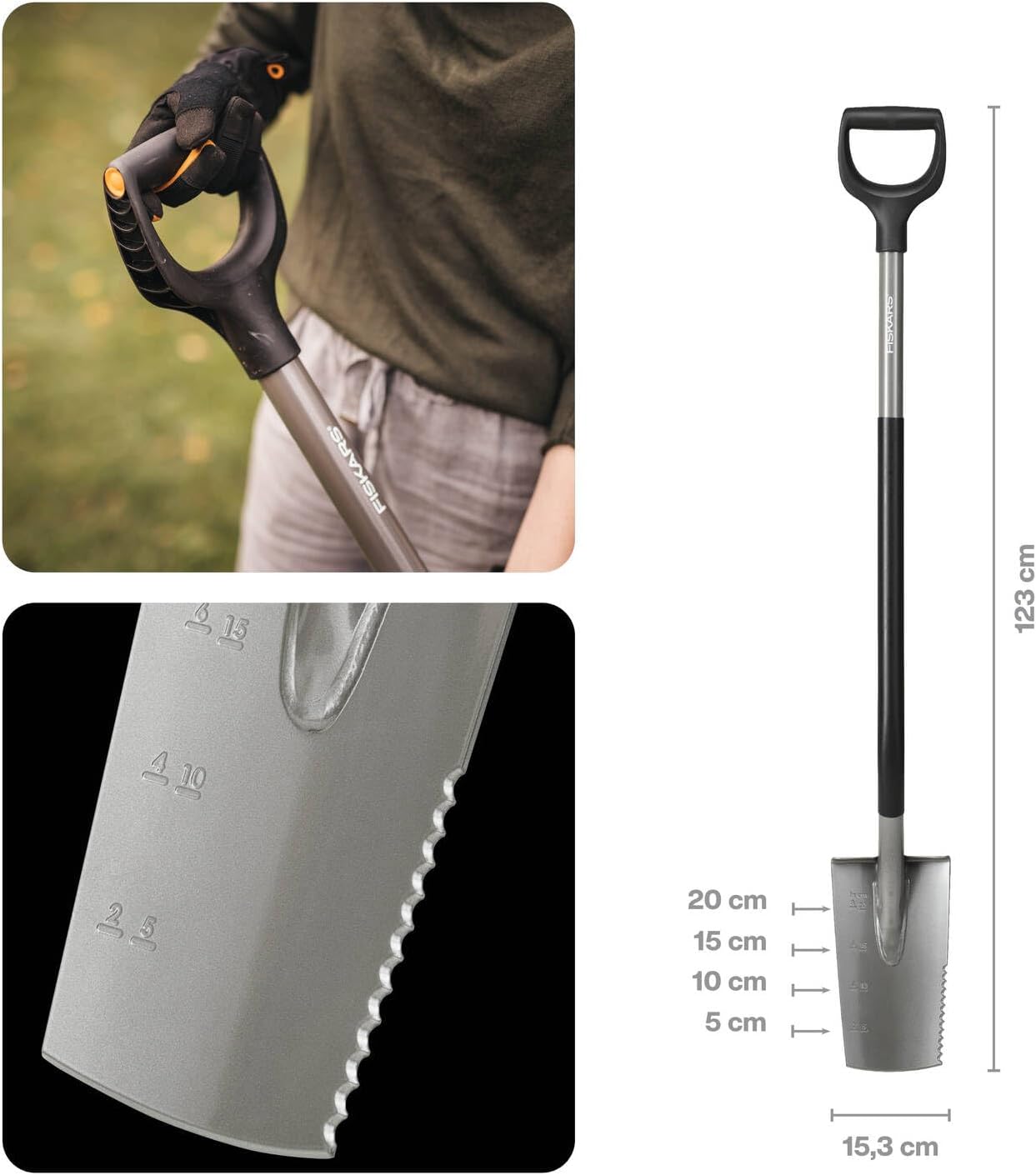 Fiskars Ergonomic Perennial Grey Spade