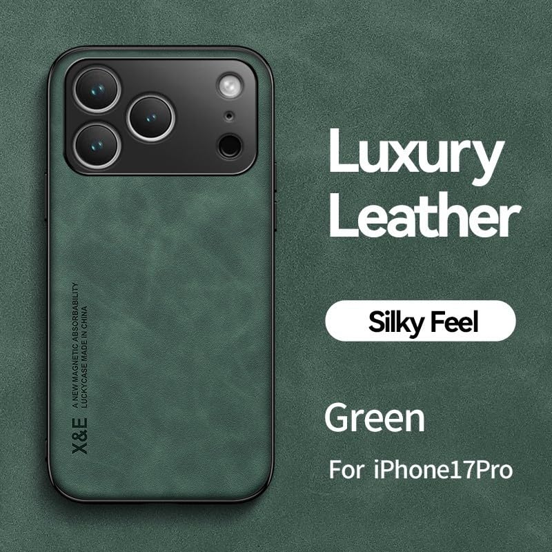 Coque magnétique iPhone 12 Pro vert cuir anti-chute et induction - 2