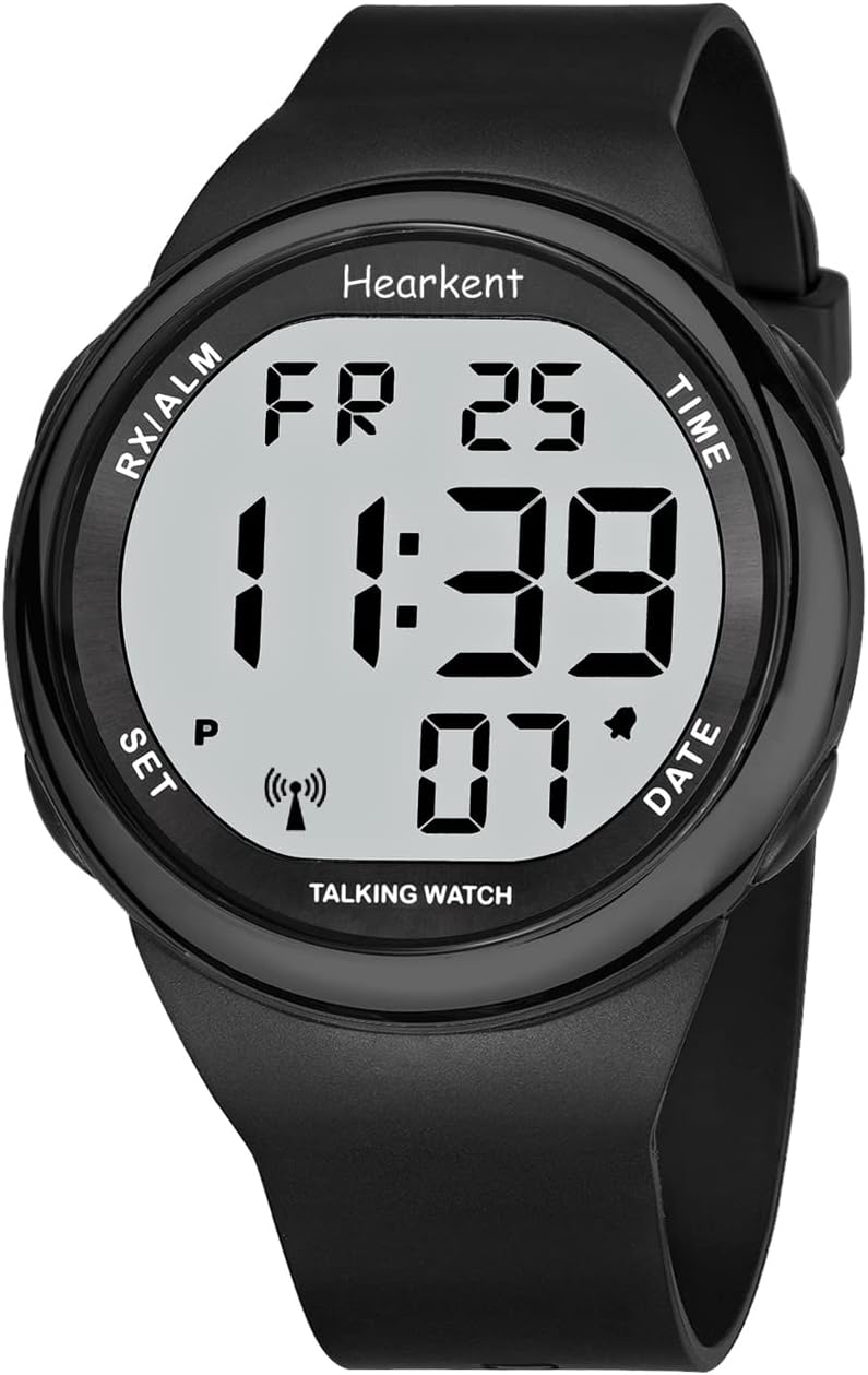Hearkent Atomic Talking Watch Sets Itself for Visually impaired or Seniors LCD Big Number Easy-to-Read Talking Watch for Elderly