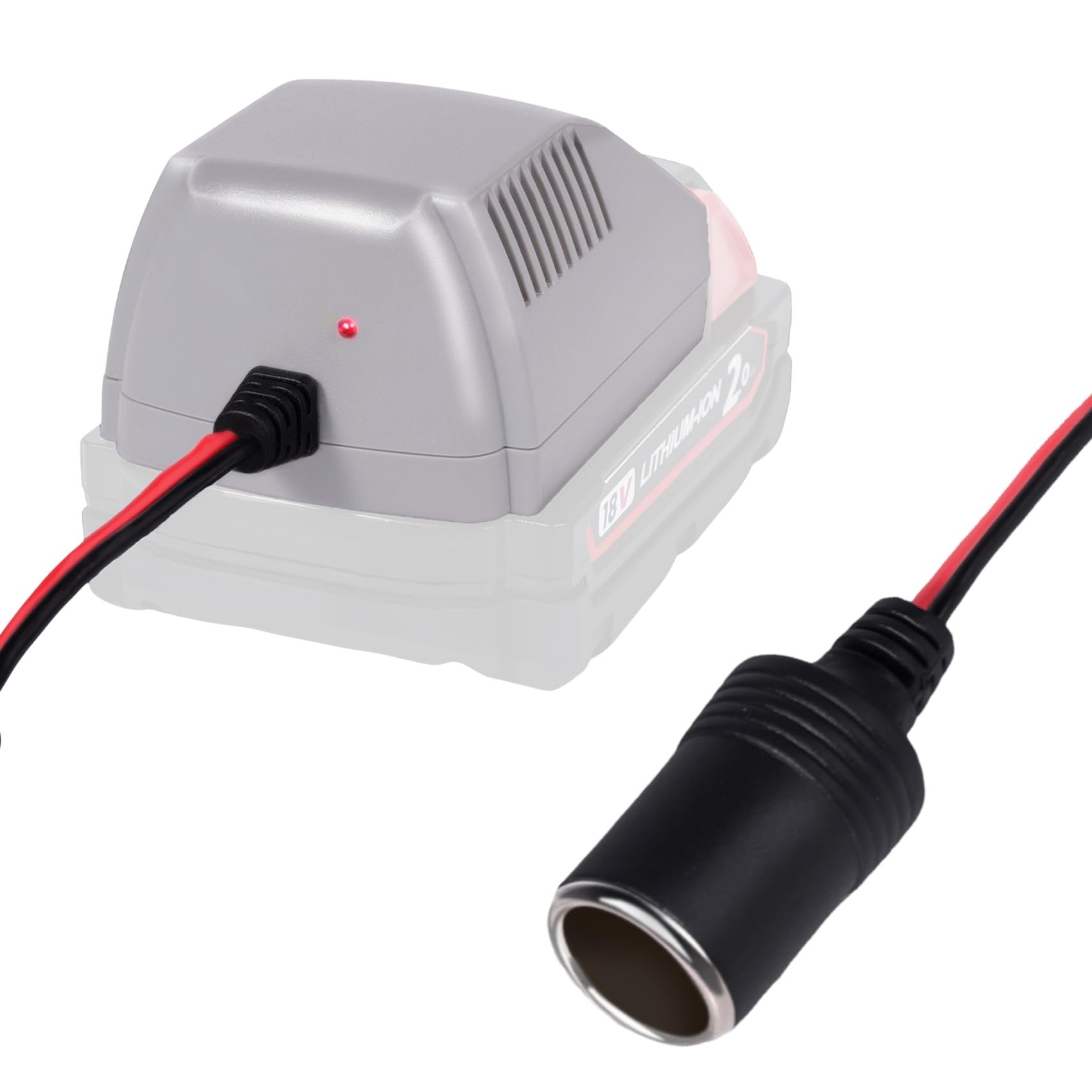 TONSIM Battery Adapters for Milwaukee M18 Battery 18V to 12V Step Down Converter with Cigarette Lighter Connector, Power Wheel Adapter for Car Devices, Refrigerator, DIY Power Tools