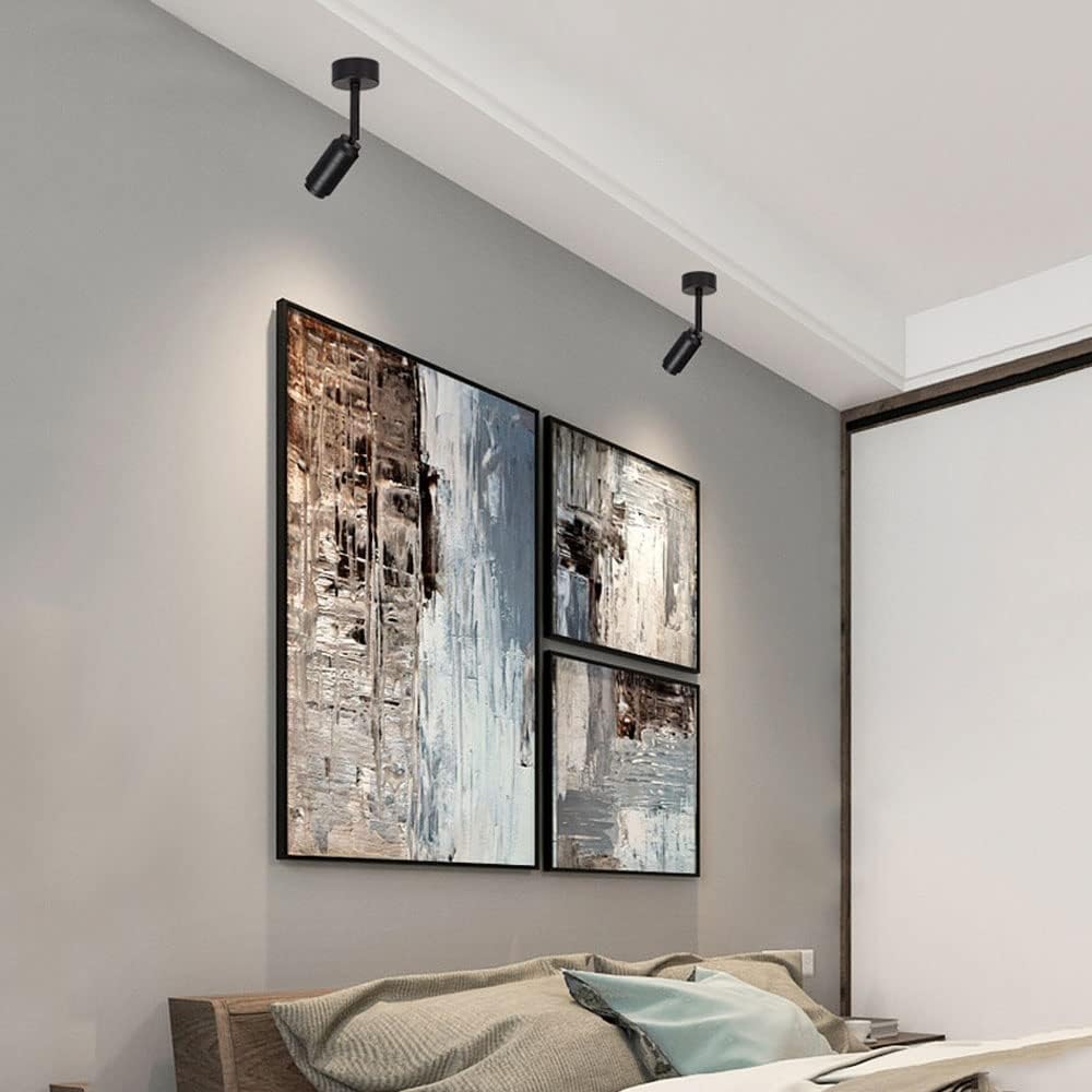 Led Ceiling Spotlight Led Surface Mounted Spot Lighting Indoor, Adjustable Ceiling Light Fixture Ceiling/Wall Swivel Lamp, Gallery Picture Lights & Mini Accent Spotlights/Black4000K/3W
