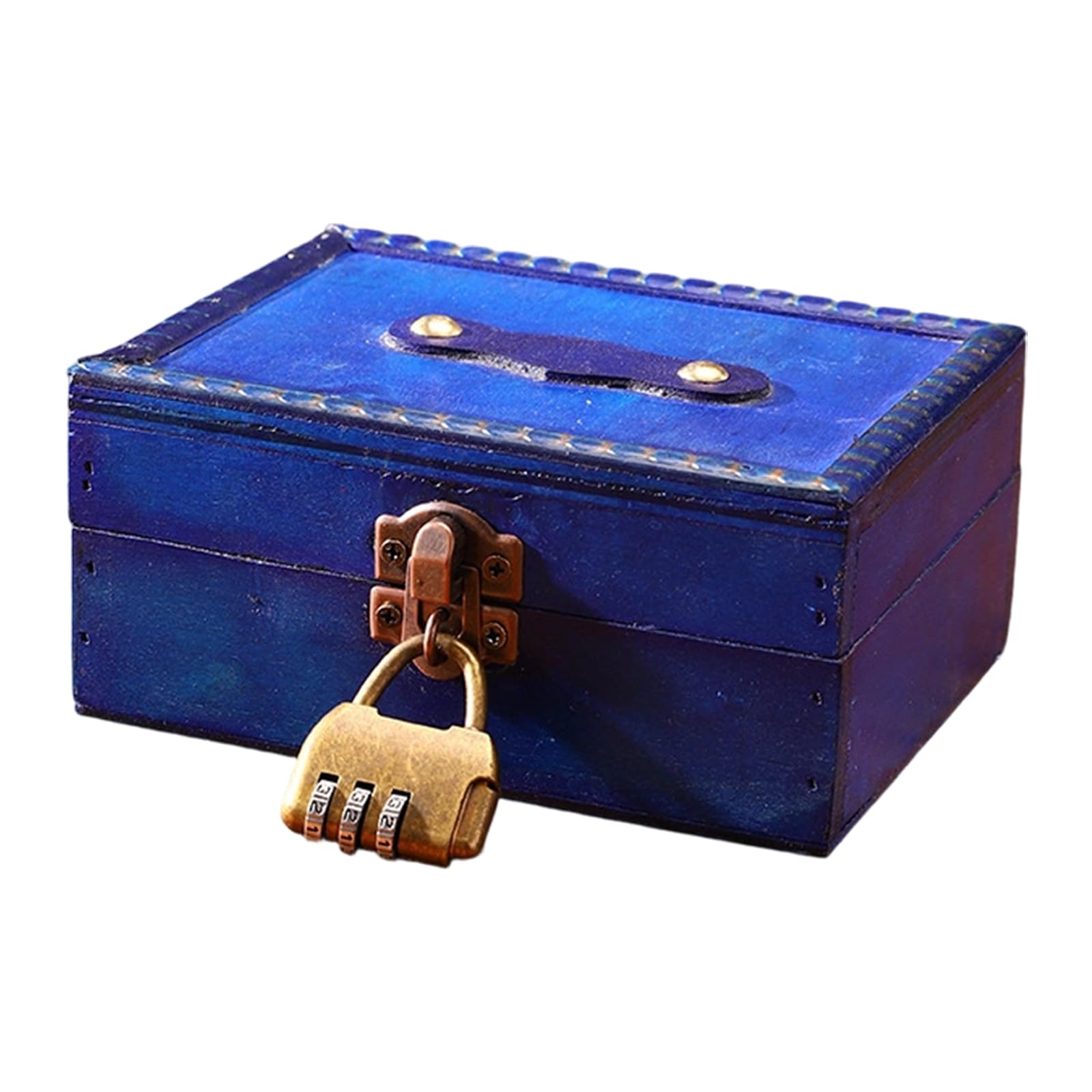 Msioytog Wood Jewelry Chest with Metal for Jewelry Storage and Rustics Home Decoration Accent Retro Storage Box