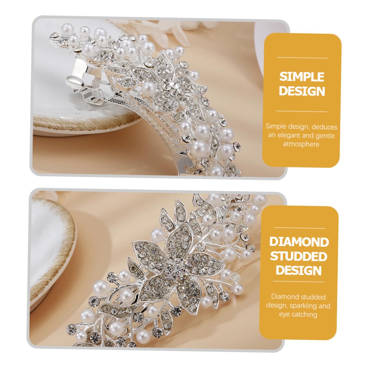 5pezzi Fermaglio Per Con Perle e Strass Per Donne Elegante Clip Per Acconciature Da Cerimonia e Festa Accessorio Per Sposa e Compleanno Design Chic e Delicato Facile Da Indossare e