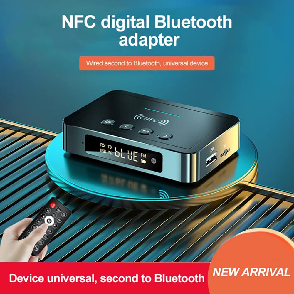 RSGK Trasmettitore Ricevitore 5.0 Compatibile Bluetooth FM Stereo AUX Jack da 3,5 Mm Chiamata Vivavoce Wireless Ottica RCA Adattatore Audio NFC TV