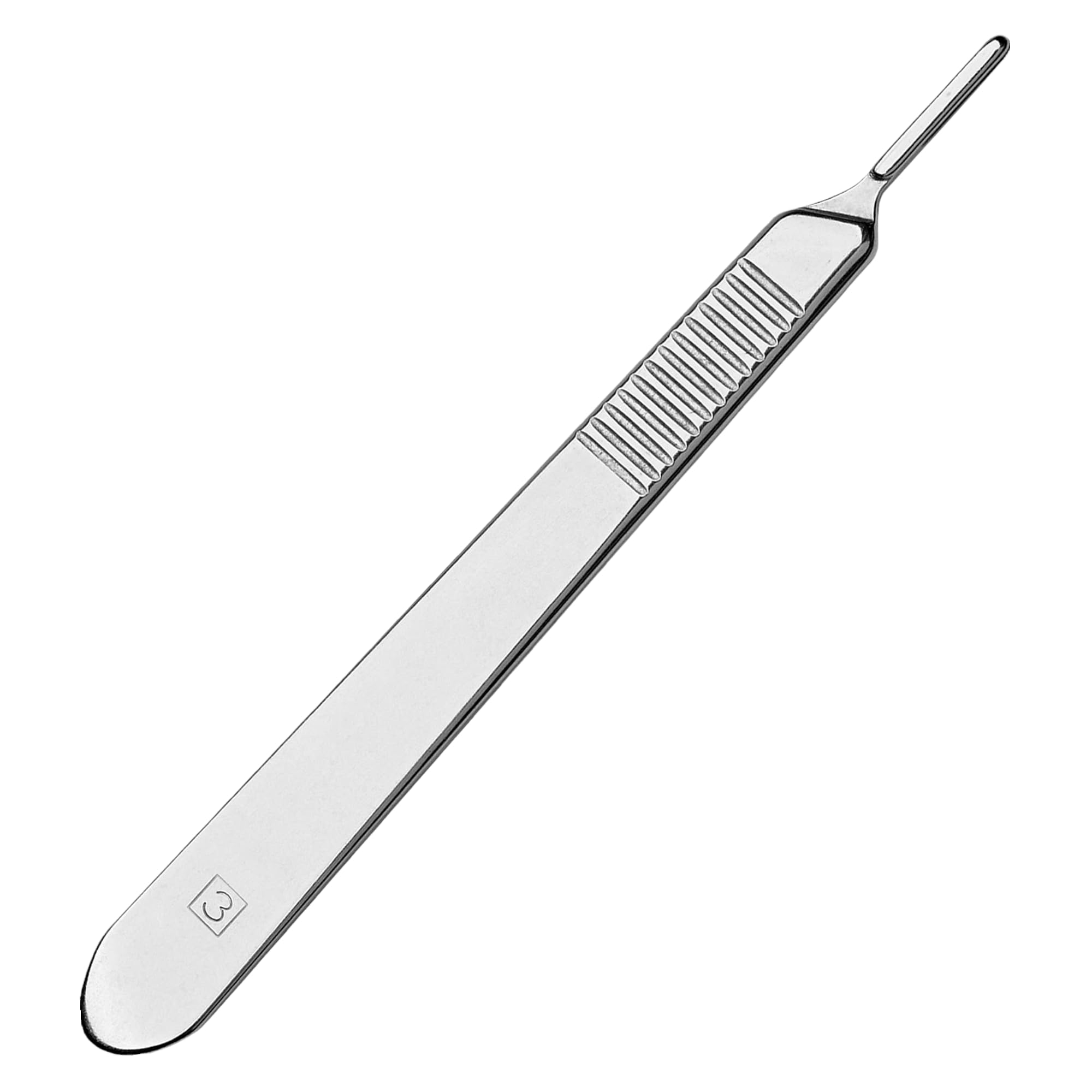 Scalpel Handle - Plain with Grip Grooves - Stainless Steel Scalpel Handle - Flat Design - for Taxidermy, Crafts, Wood Carving, Wax Carving, and More. Blades Not Included (5, Handle #3)