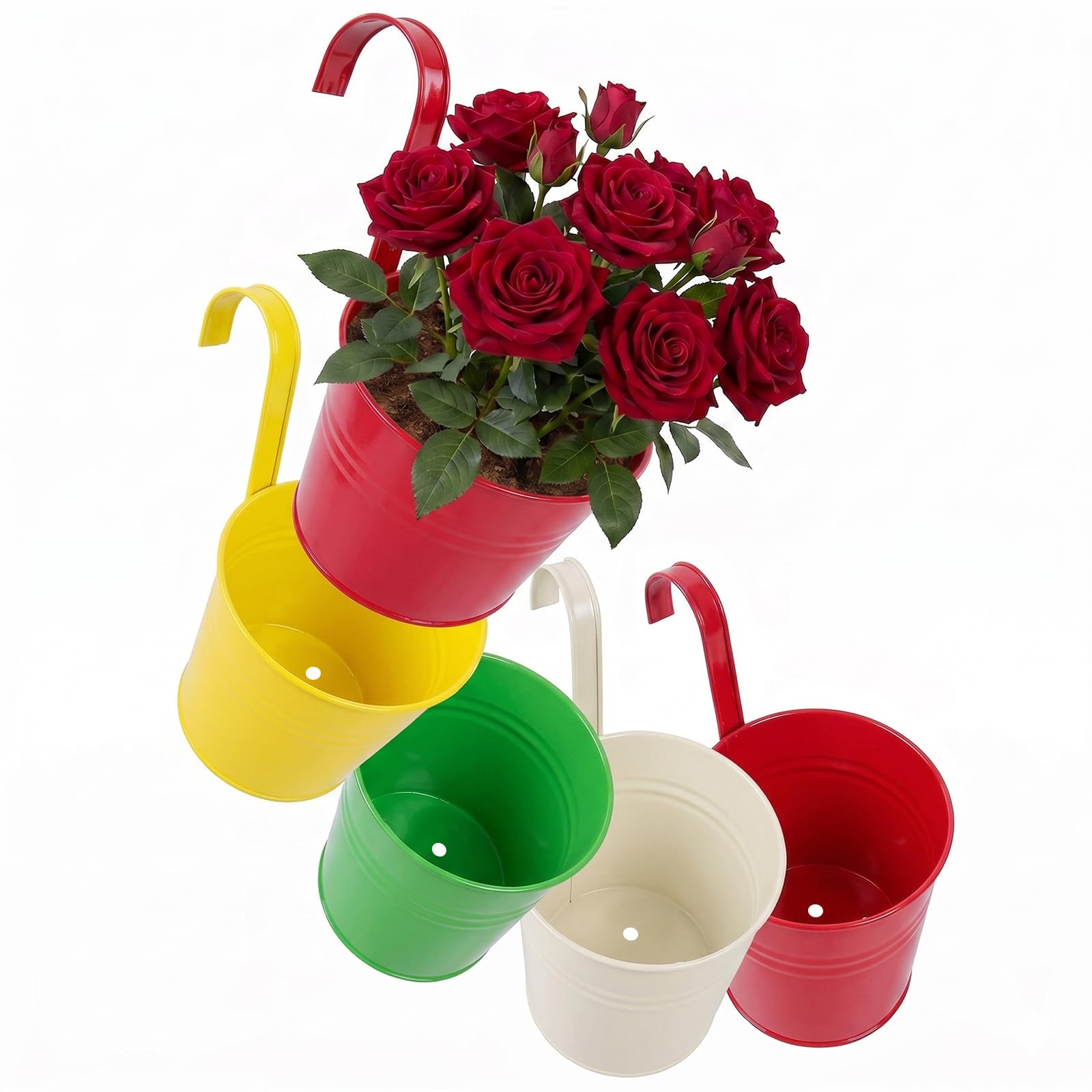 Pots à fleurs suspendus pour aménager un balcon fleuri et optimiser l'espace