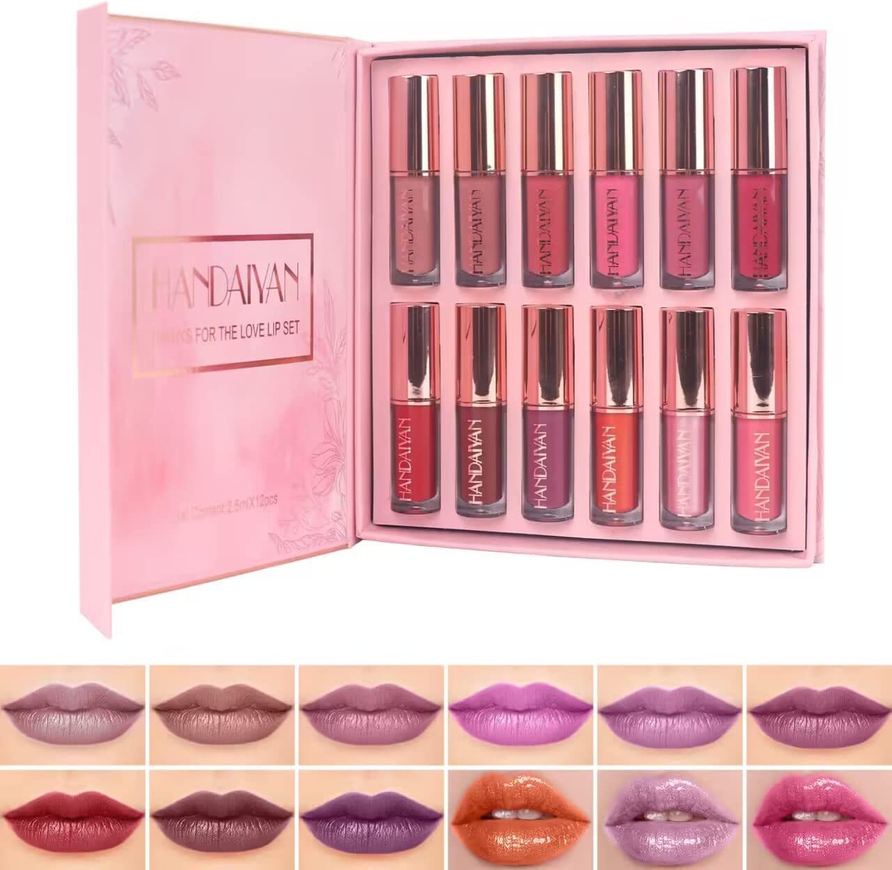 Traje de lápiz labial líquido de 12 colores, traje de lápiz labial impermeable duradero mate de terciopelo, traje de lápiz labial no pegajoso, taza no descolorida y brillante