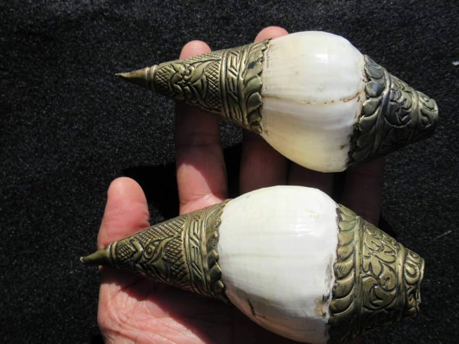 Amazon.co.jp: チベット仏教の法具シャンク貝の笛ペア