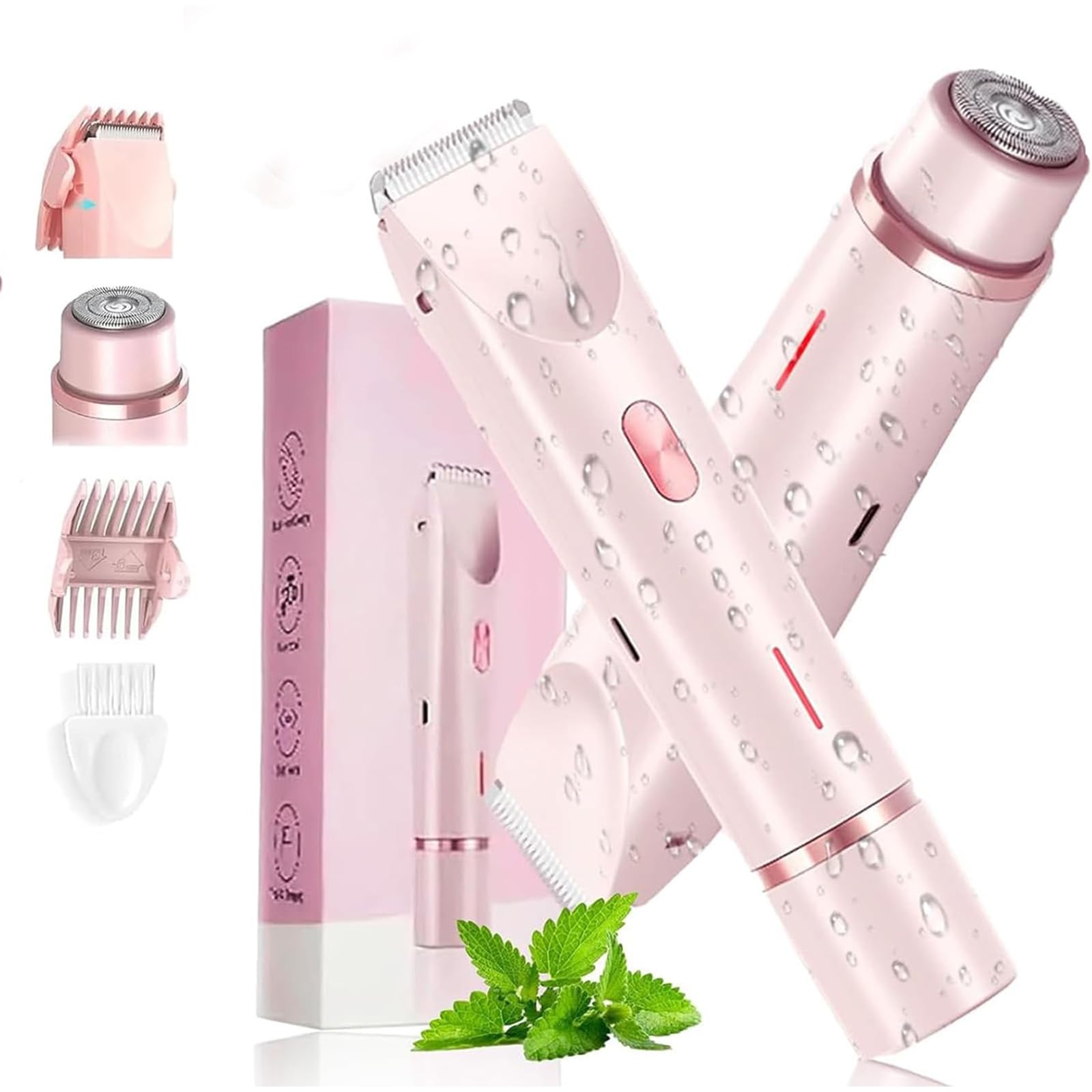 Velvissa Silksnip Hair Trimmer, Portable Dual-Head Women's Body Shaver, Bikini Trimmer for Women, IPX7 Waterproof Wet and Dry Hair Trimmer for Face, Body & Legs (Pink)