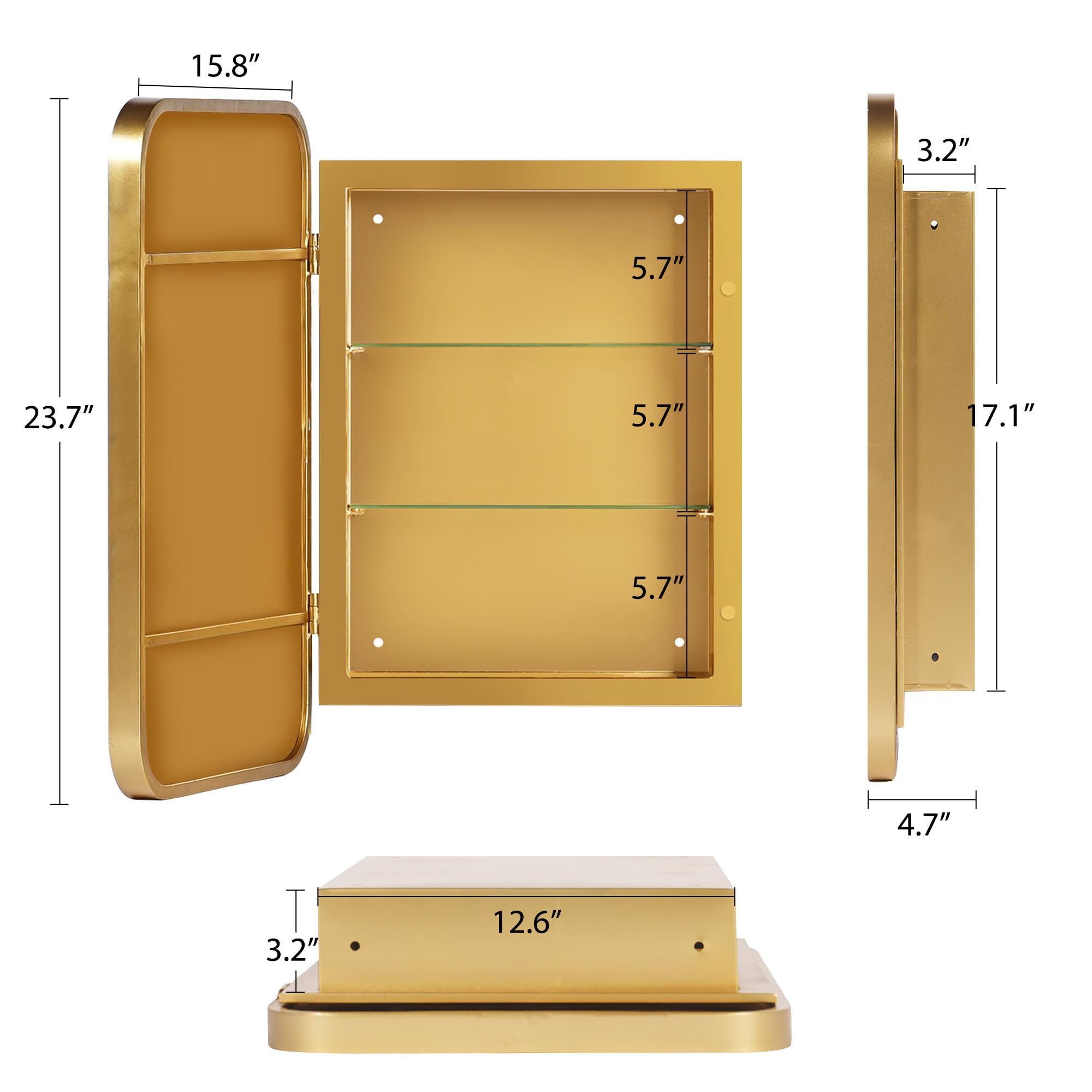 Amazon.com: SDHYL Gold Medicine Cabinet Mirror with 2 Storage