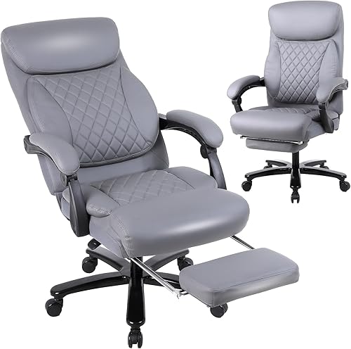Comermax Sillas de oficina reclinables de 160 con reposapiés, silla de escritorio ergonómica de gran tamaño de 400 libras, silla de oficina