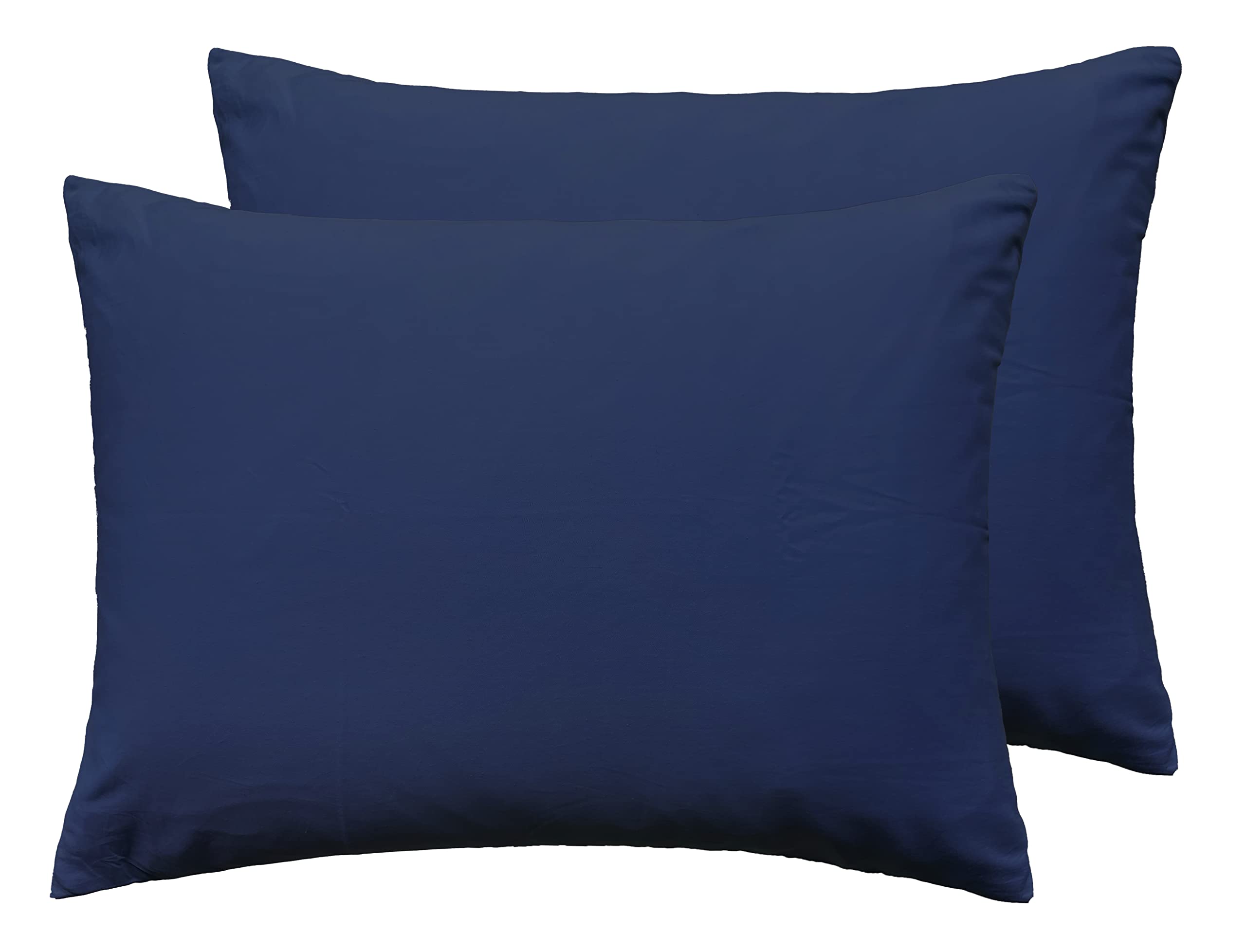 CT COTIM COYIN Soft 100% Cotton Zipper Pillowcases, Cozy and Lightweight Pillow Cover, Easy Care Pillow Case Protector, Set of 2, Navy Blue, King, 20"