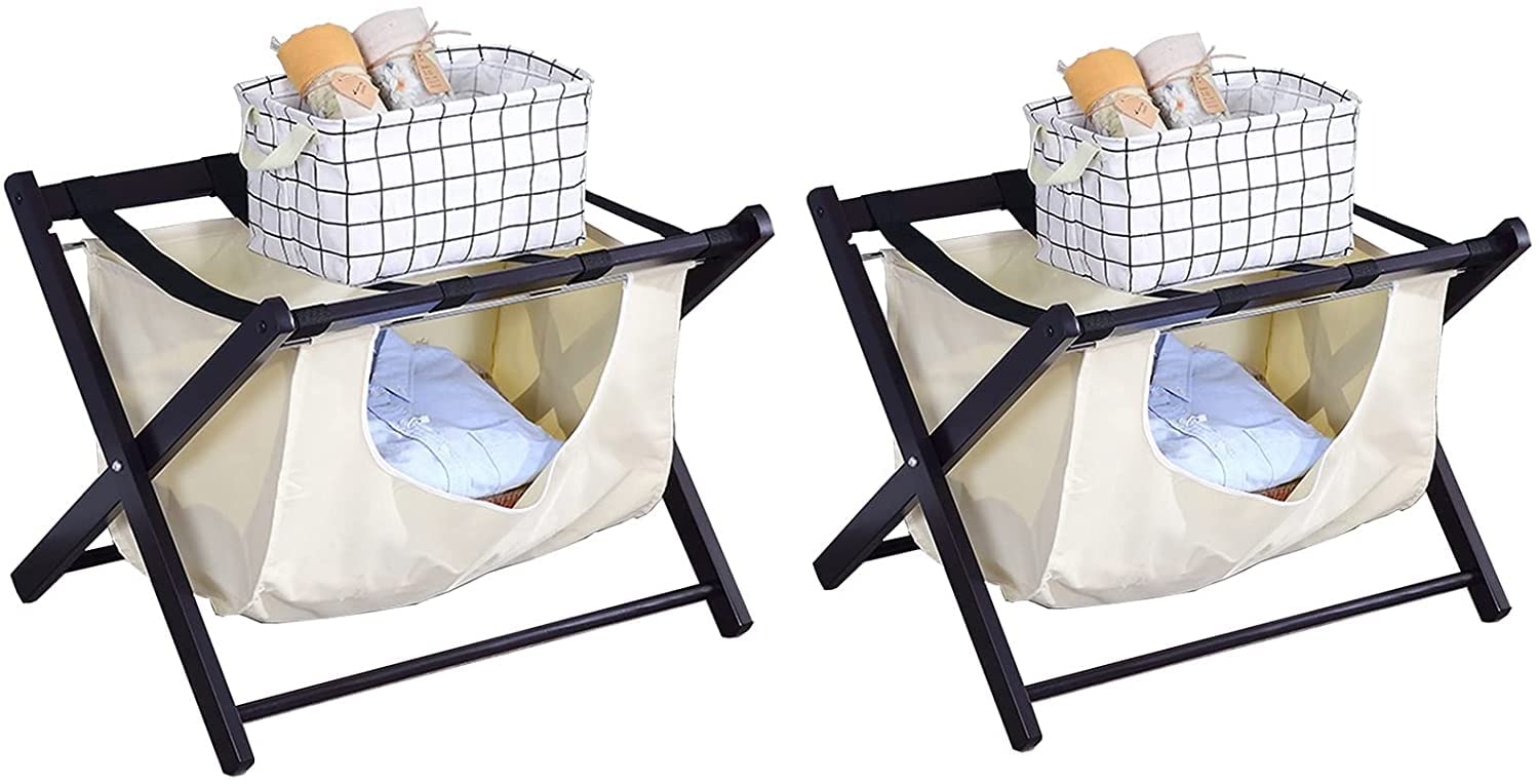 2 Stück Gepäckträger Mit Stofftaschen, Faltbare Kofferhalter, Aufbewahrungstaschen Für Kleidung, Boden-Reisetaschen-Organizer, Für Hotels, Schlafzimmer, Gästezimmer, 24,8 X 13,4 X 19,7 Zoll Bod
