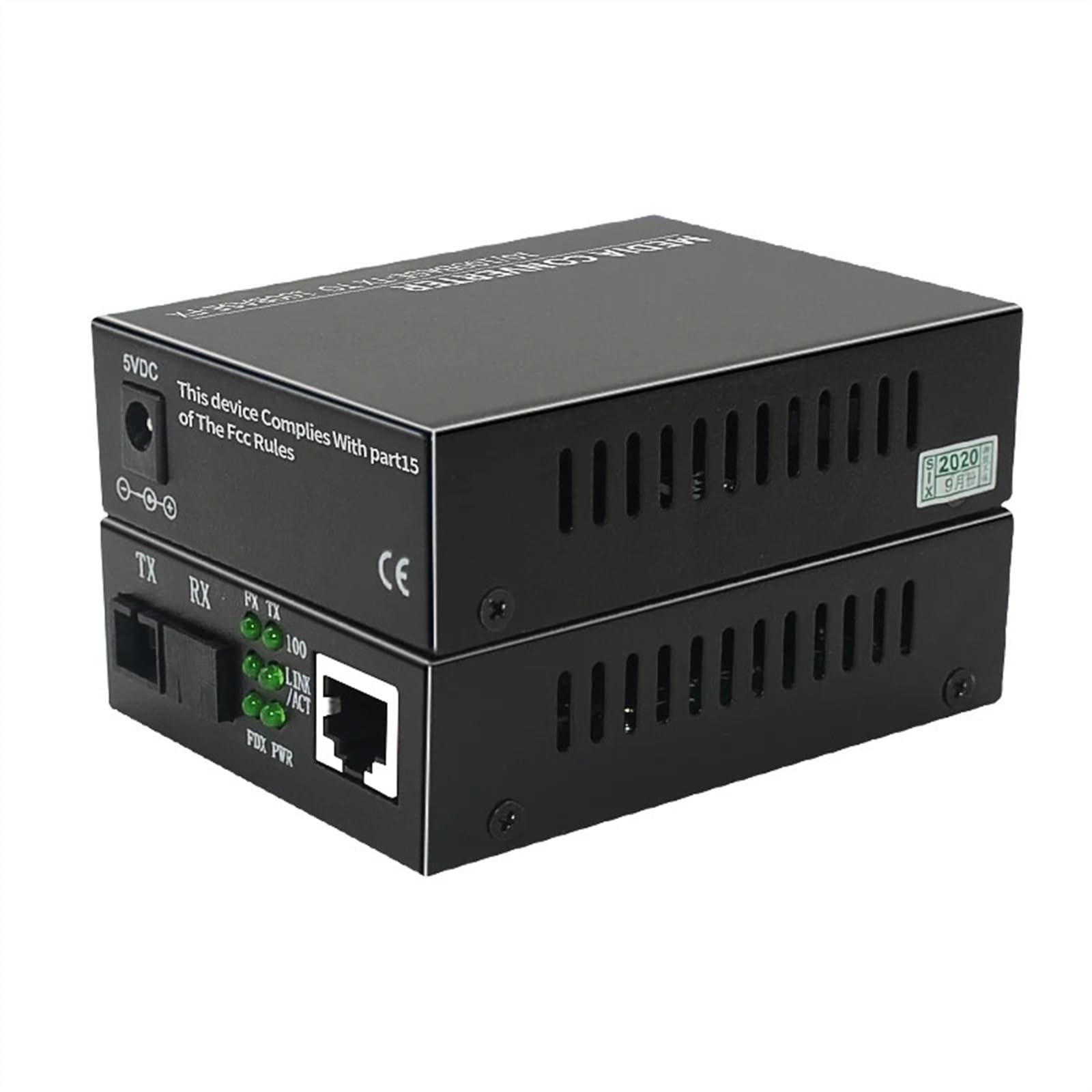 Para 100Mbps Konwerter Światłowodowy Konwerter Ethernet 25km SC 10/100M Jednomodowy Pojedynczy Włókno Zewnętrzne Zasilanie (Size : With EU Plug)