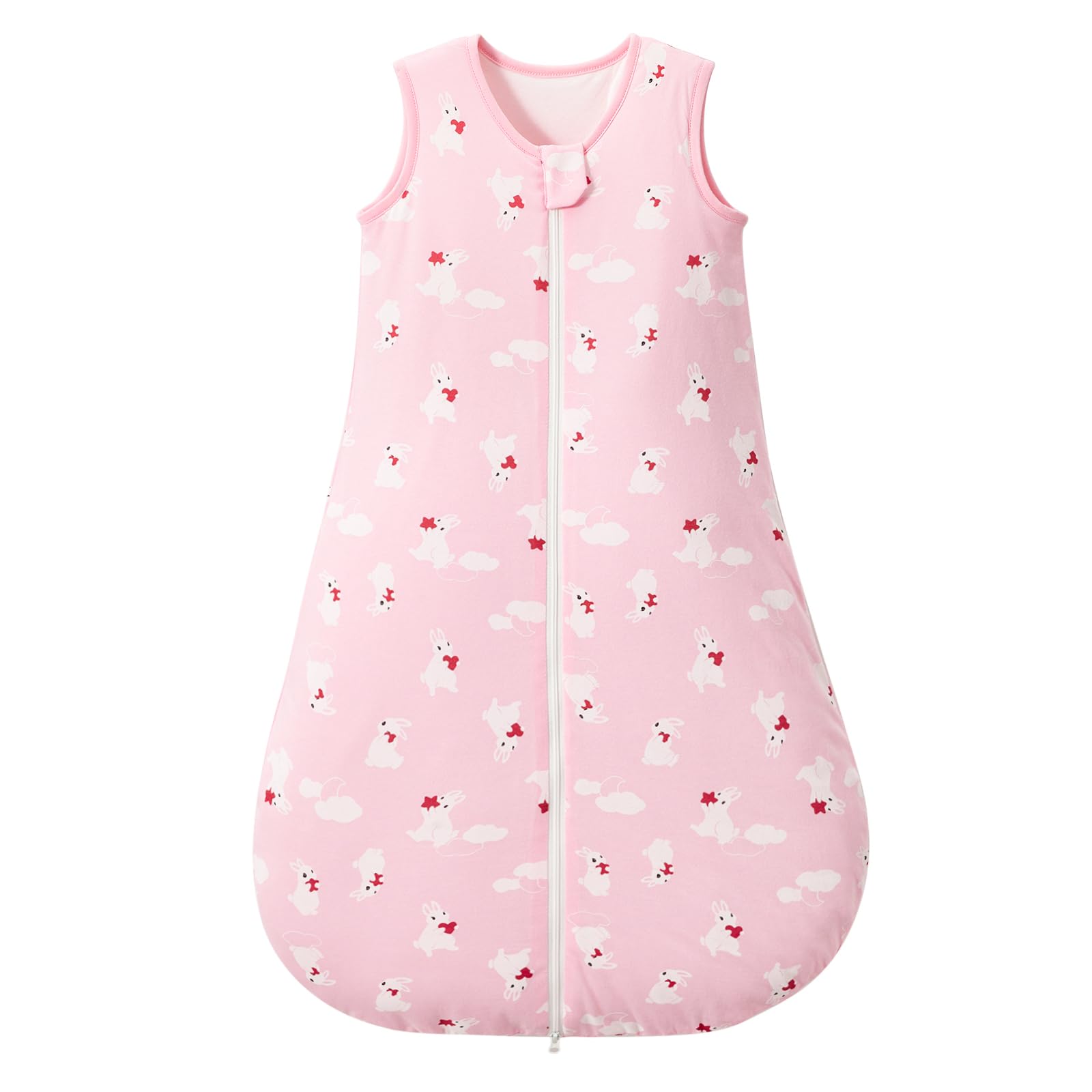 LULUMONKEY Baby Sleeping Bag 1.5 Tog 0-6 Months, 100% Cotton Newborn Sleep Sack Baby Wearable Blanket, Rabbit