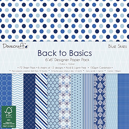 Trimcraft Dove Craft Back To Basics  Pack de Papel 15,2 x 15,2 cm 7blue Skies, 12 Diseños/6 Cada una, acrílico, 3
