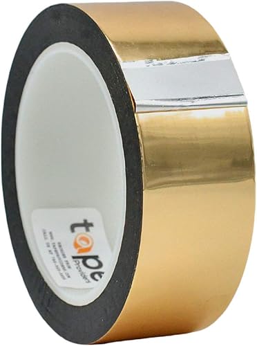 WOD MPFT2 Cinta de película de poliéster metalizada Mylar dorada con adhesivo acrílico, 3.8 cm x 65.8 m. Cinta dorada vibrante de espejo, cinta