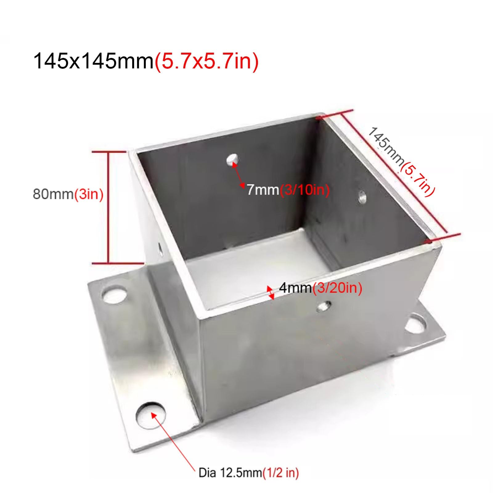 Soporte de poste de valla, anclaje de metal de 80 x 80 mm para soporte al aire libre, acabado plateado duradero para columnas de madera y postes de buzón