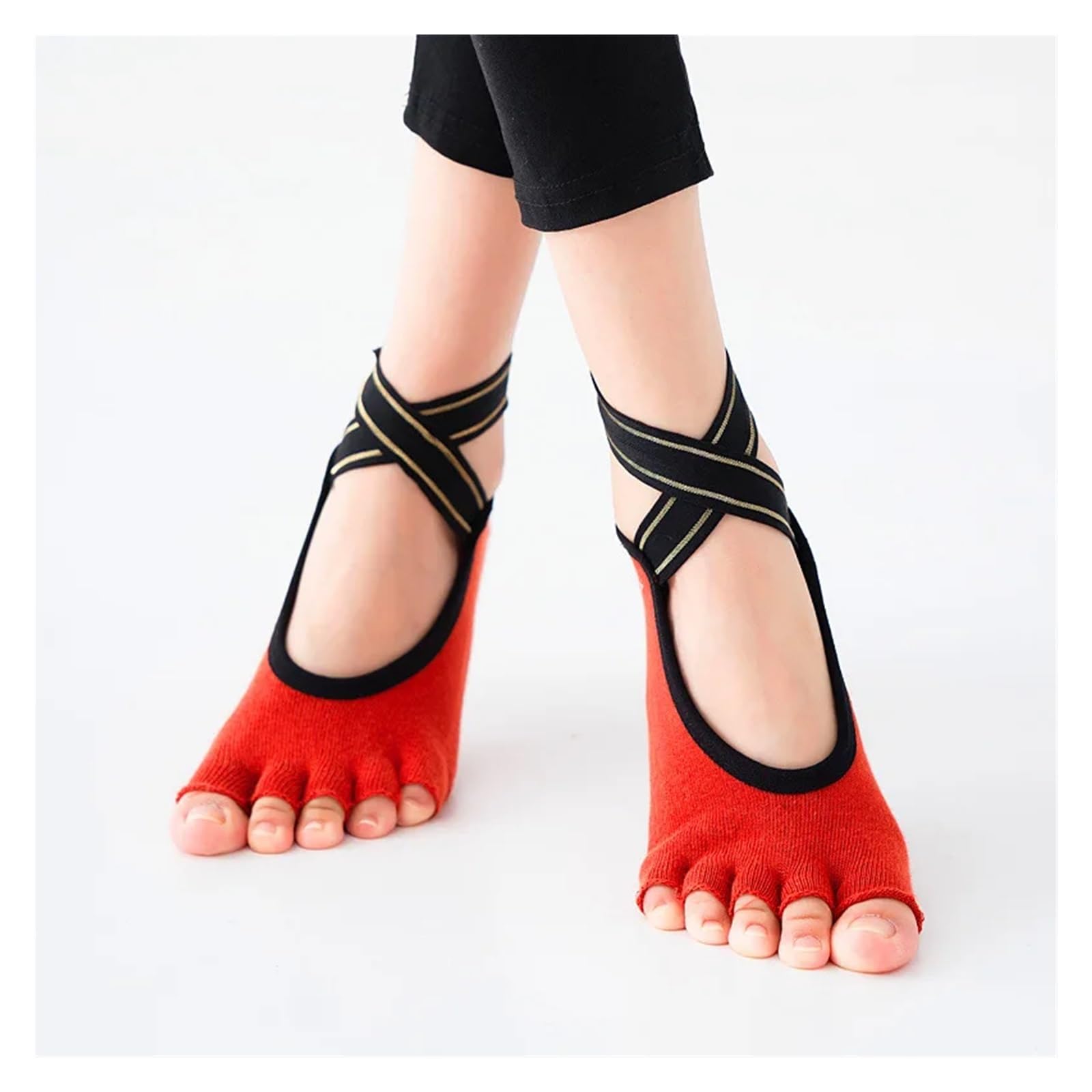 Zestaw skarpetek z palcami, Damskie skarpetki do jogi Grip, wielokolorowe, różne rozmiary(Dark Green Full,Women (EU 35-40))