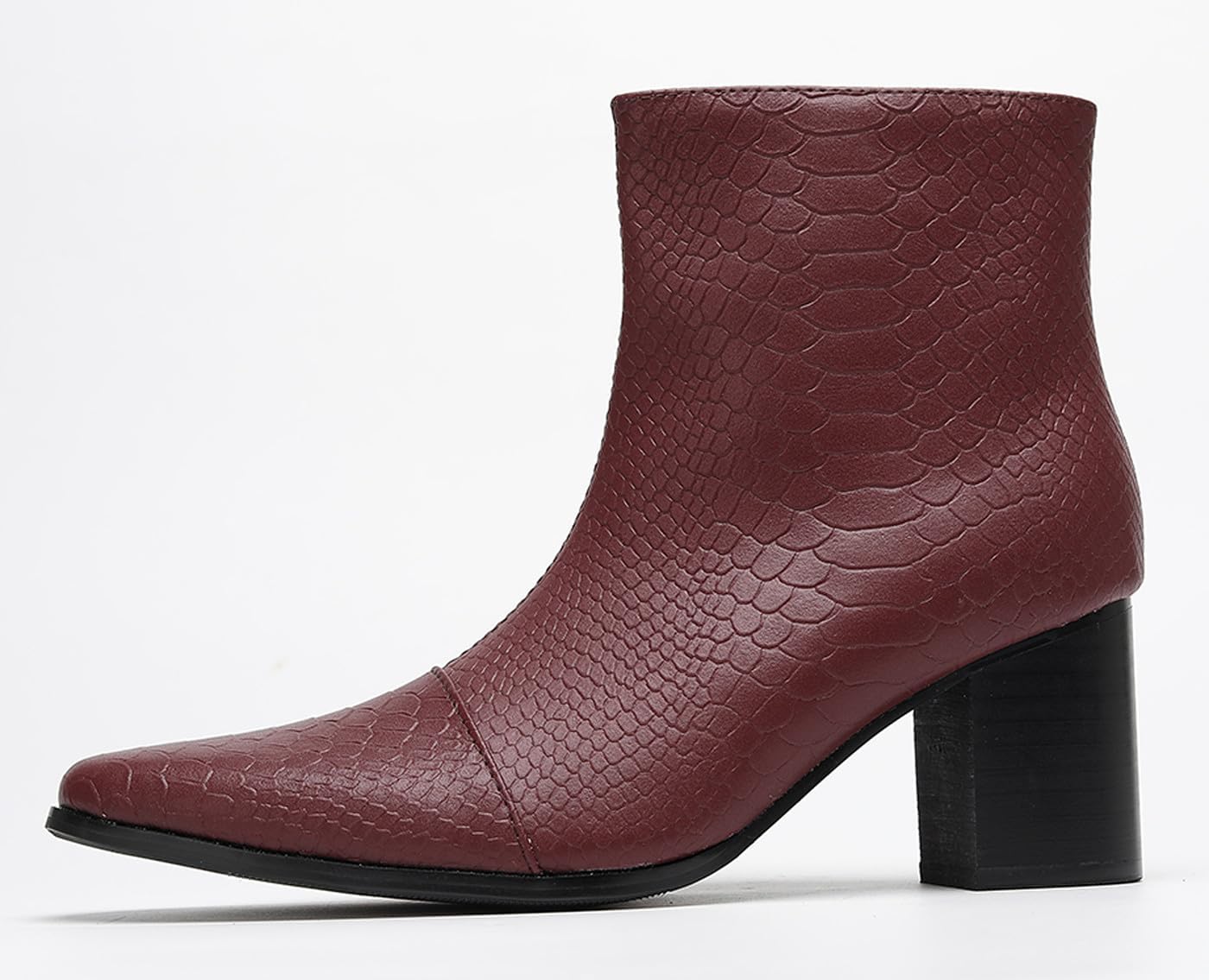 Santimon Mens Boots Casual Patent Leather Chelsea Dress Boots Zipper on Side Mid Calf Boots for Men - Image 2