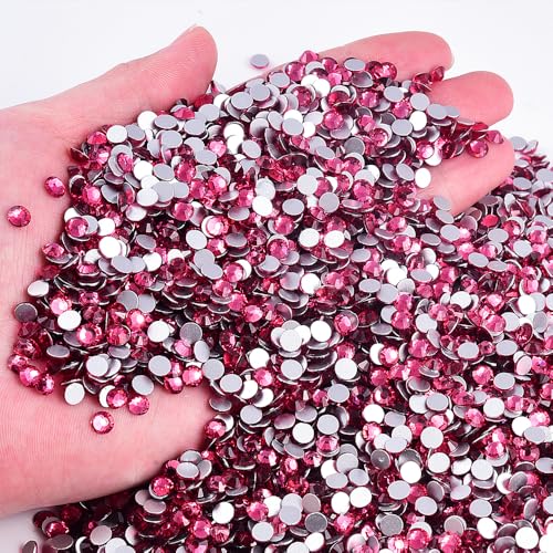 Image of 1440pcs Flat Back Rhinestones Round Gems for Nail Art and Craft Glue Fix,Crystal Stone Beads Bedazzling gems for Crafting 0.18 inch 4.8mm SS20 Fuchisia