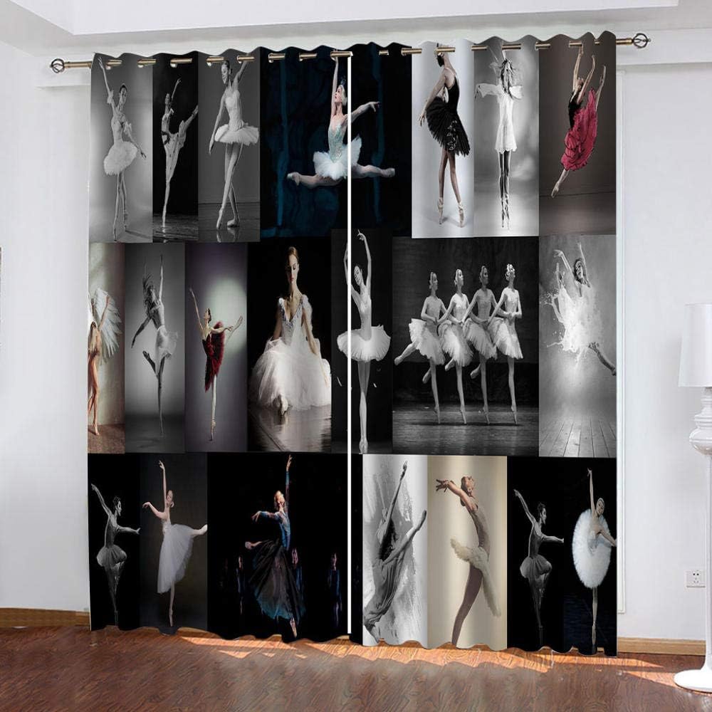 ZJZWLW Cortinas Opacas Moderno Térmicas Aislantes Cartel De Ballet Dormitorio Ventana Salon Paneles con Ojales Plateados para Sala Cuarto Salon Cocina Habitación Infantil 150X166Cm