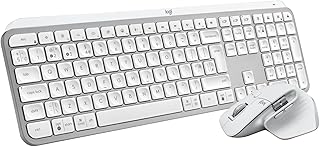 Logitech MX Keys S + MX Master 3S - Performance Wireless Illuminated Keyboard and Mouse, Fluid typing, Fast Scrolling, Bluetooth, USB-C, Windows, Linux, Chrome, Mac, QWERTY UK English - Pale Grey