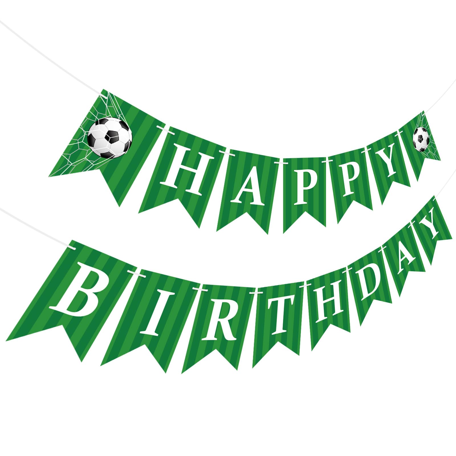 Hooqict Happy Birthday Banner Soccer Birthday Decorations Soccer Party Banner Garland Sign for Kids Boys Men Sport Theme Game Day Party Decorations Supplies